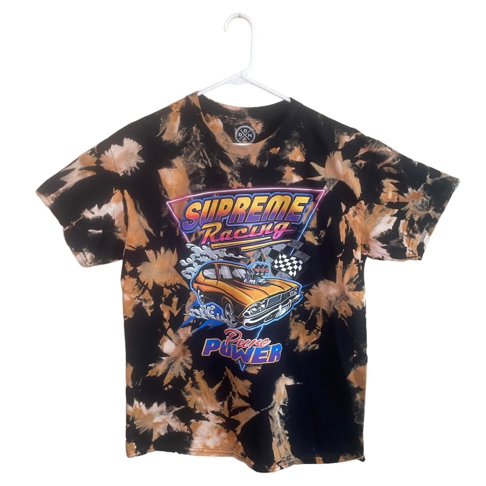 “Supreme Racing” Bleach Tie-Dye Shirt (L)